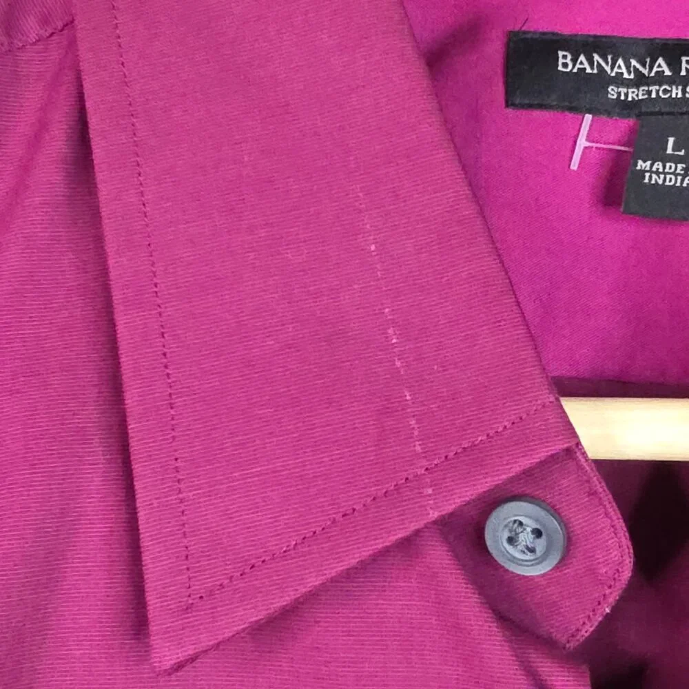 Banana Republic Shirt Mens‎ Size Large Burgundy Stretch Slim Fit Button Down NWT